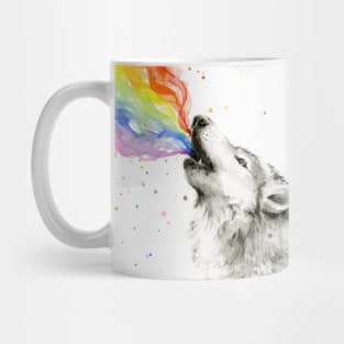 Wolf Howling Rainbow Mug